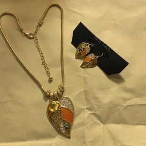 Fashion Leaf Necklace and Earrings